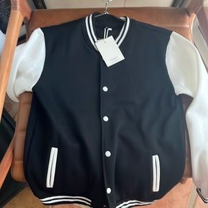 black and white varsity jacket